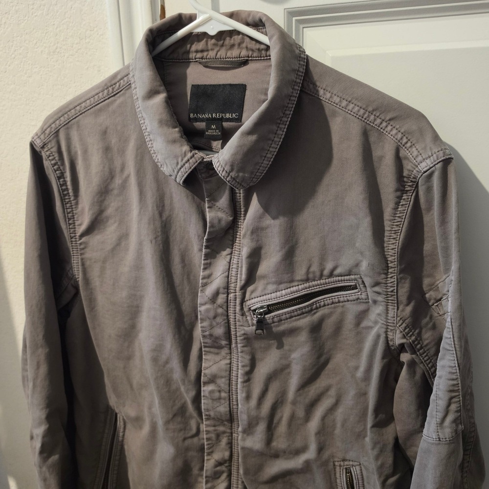 Banana Republic Mens Gray Utility Field Jacket Full Zip Snap Front Size M